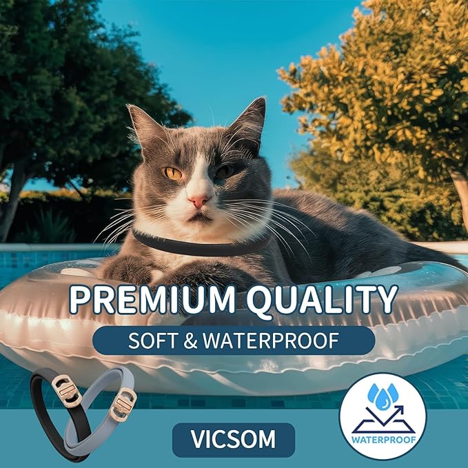 Flea and Tick Collar for Cats - 4 Pack, 32 Month Protection Treatment, Waterproof, Natural Prevention, Adjustable for Cats & Kittens (Black Grey)