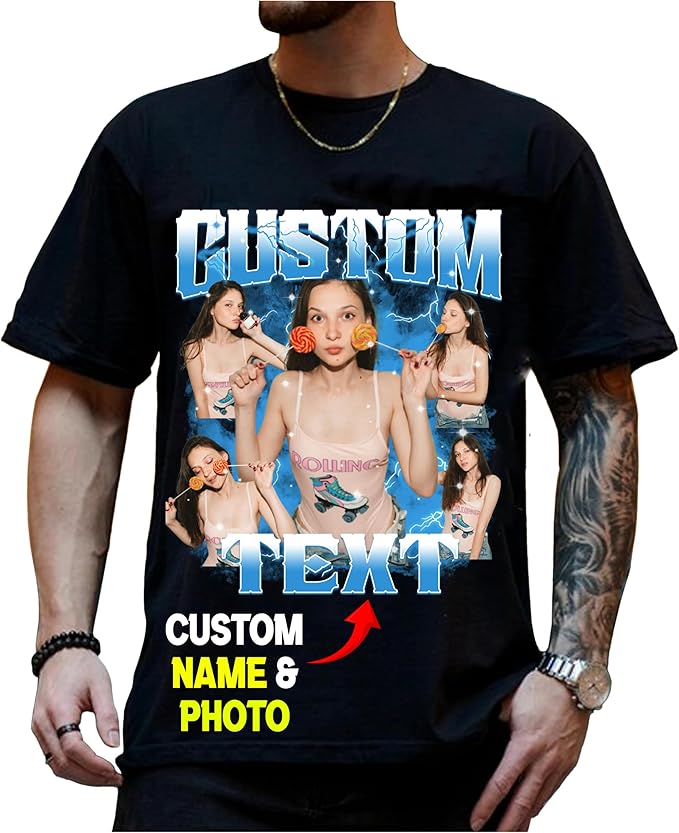 NAZENTI Custom Valentine Shirt Gifts for Boyfriend, Customized Bootleg Rap Tee