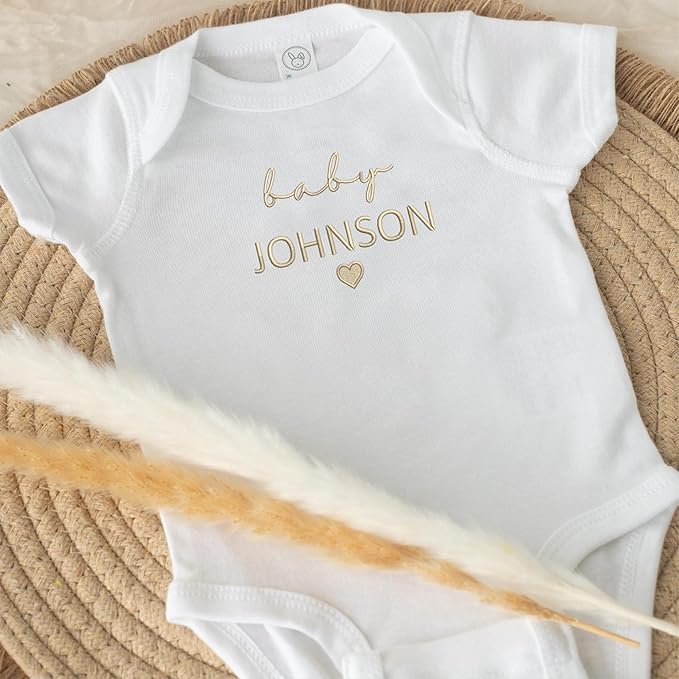 COUPLEHOODIES Personalized Baby Onesie Bodysuit – Custom Embroidery Gift for Pregnancy Reveal Baby Shower or First Grandchild