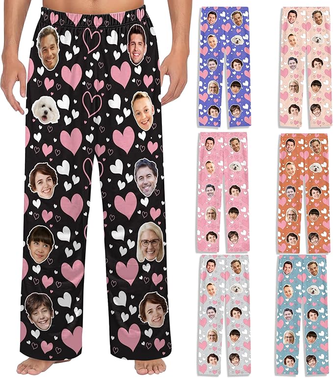 Personalized Pajamas with Faces for Men Women Custom Gifts For Pet Lover Family Cat Dog