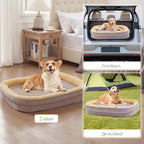 Orthopedic Dog Bed for Large Dogs Breeds, High Density Egg Crate Foam Dog Sofa Beds,Oval Kennel Bed, Pet Couch Bed with Four Sided Bolster, Removable Washable Cover& Non-Slip Bottom