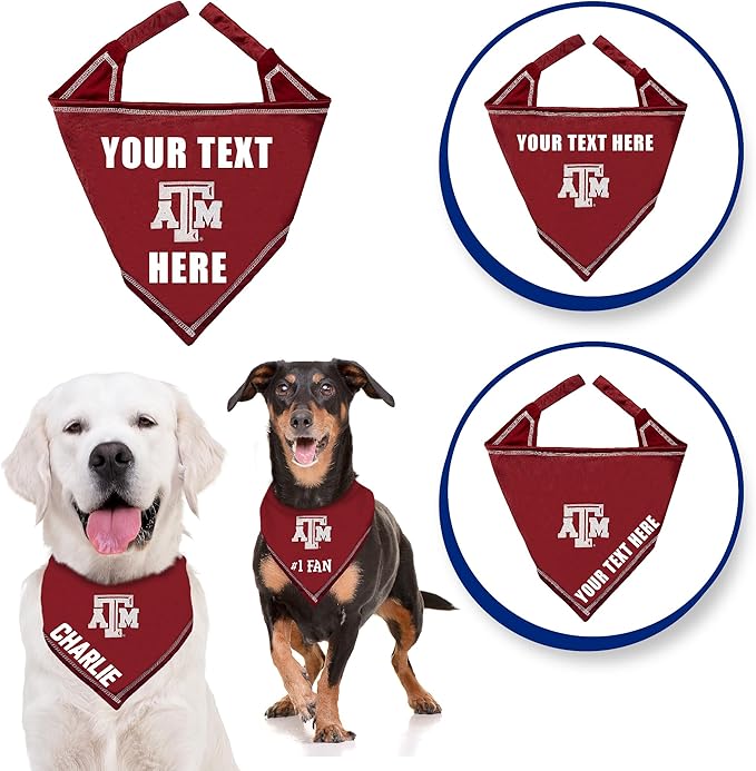 Pets First NCAA Texas A&M Aggies Personalized Tie Around Bandana for Dogs & Cats, Size Small/Medium. Custom Dog Bandana Scarf Bib for Pet Cat Dog. The Ultimate Game-Day & Party Customizable Bandana