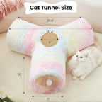 Tempcore Plush Pet Cat Tunnel Tube Cat Toys 3 Way Collapsible, Tunnels for Indoor Cats，Kitty Tunnel Bored Pet Toys Peek Hole Ball Puppy, Kitty, Kitten, Rabbit Rainbow