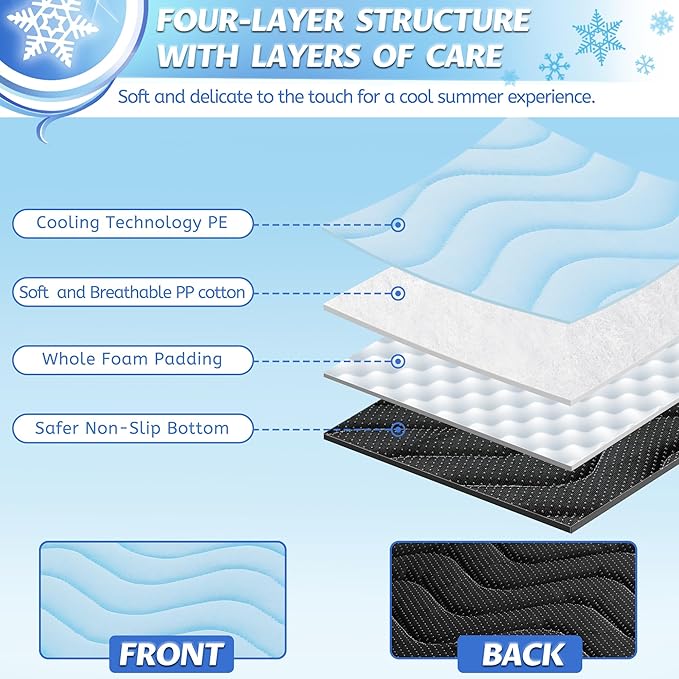 Dog Cooling Mat, Portable Dog Crate Pad, Washable Pad Bed, Indoor Outdoor Uses in Kennel, Bed, Sofa or Car, Providing a Cool and Comfortable Experience for Your pet During Summer (40"x28")