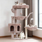 Heybly Cat Tree, 39.4 Inches Tower Condo with Scratching Post, Cat Tower for Indoor Cats, Fully Wrapped Sisal Pole, Soft Platform, 2 Baskets and Dangling Toy, Muchroom HCT006SMU