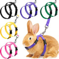 Outus 5 Pieces Adjustable Rabbit Harness and Leash Set Escape Proof Bunny Harness Vest for Pet Running Walk Jogging Bunny Cat Puppy Kitten Ferret and Other Small Pet(Lovely Color)