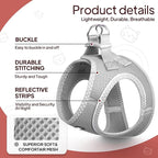 TwoEar Dog Vest Harness Reflective, No-Pull Pet Harness Easy Control with Breathable Mesh, Soft Puppy Step-in Harness No-Choke for Outdoor Walking, Training for Small Dogs, Cats(XS, Grey)
