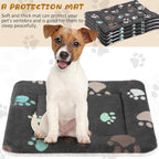 Tuanse 4 Pack Ultra Soft Dog Cat Bed Mat Small Animal Guinea Pig Bed with Cute Print Reversible Fleece Dog Crate Kennel Pad Cozy Washable Thickened Hamster Pet Beds Mat(23 x 18 Inches,Black)