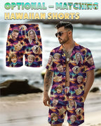Custom Hawaiian Shirt with Face Photo Picture for Men Women Kids Youth Adult, Tropical Personalized Hawaiian Shirts Gift