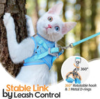 Dooradar Cat Harness and Leash Set, Escape Proof Lightweight Kitten Harness, Soft Breathable Reflective Vest for Outdoor Walking Traveling, Adjustable for Small Cats, Orange & Blue, S