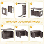 Cat Litter Box Enclosure, Multi-Functional Hidden Enclosed Litter Box Furniture with Adjustable Partition, Indoor Outdoor Cat House Weatherproof, Side Table, Easy to Clean & Assemble, Gray