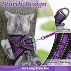 rabbitgoo Cat Harness and Leash Set for Walking Escape Proof, Adjustable Soft Kittens Vest with Reflective Strip for Cats, Comfortable Outdoor Vest, Purple, L