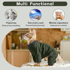 PUMYPOREITY Sticky Hair Cat Clothes, Prevent Hair Loss Cat Pajamas, Soft Cat Sweaters for Cats Only, Cat Hair Sticky Onesie, Cat Recovery Suit After Surgery, Green, 2XL