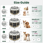 Love's cabin Pet Puppy Dog Playpen, Large Dog Tent Crates Cage Indoor/Outdoor, Portable Playpen for Cat, Foldable Pop Up Dog Kennel Playpen with Carring Case, Removable Zipper Top, Khaki