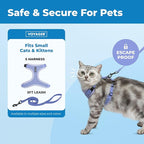 Voyager Escape-Proof Step-in Lock Cat Harness & 5ft Neoprene-Handle Leash Set All-Weather Mesh with Reflective Stitching for Small to Large Cats by Best Pet Supplies, Lavender (327), S