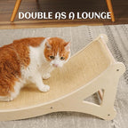 PETKARAY Curved Cat Scratcher, Sisal Kitty Scratching Ramp, L Shape Scratch Pad for Indoor Cats, 25.6" Furniture Protector with Mouse Toy