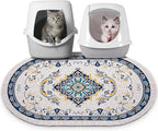 Bienbee Cat Litter Mat, 33" x 22" Large Size Litter Box Mat Rug with Non-Slip Bottom,Urine and Water Proof, Easy to Clean Cat Supplies Essentials for Indoor Kitty Kitten Floor, Blue L