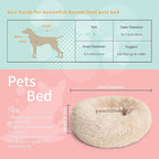 Calming Donut Dogs Beds for Small Dogs Washable,19inch Fluffy Round Puppy Bed for Puppies,Cats & Toy Breeds with Raised Rim,Fits up to 15 lbs Pets,Beige