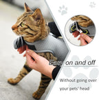Cat Harness and Leash for Walking Escape Proof Breathable Mesh Fabric, Solid Grey, Extra Large, Adjustable Cat Walking Jackets, Padded Stylish Cat Vest