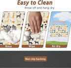 Cute Dog Cat Food Mat,Color Silhouette Absorbent Pet Feeding Mat with Rubber Backing,Non-Slip Water Bowl Placemat,Indoor Pet Accessories Supplies 16"x24"