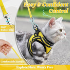 rabbitgoo Cat Harness and Leash Set for Walking Escape Proof, Adjustable Soft Kittens Vest with Reflective Strip for Cats, Comfortable Outdoor Vest, Bright Yellow, S