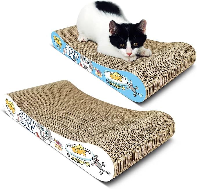 TTCAT Cat Scratching Pad, 2 Pack Corrugated Cat Scratcher Cardboard, Bone Type Durable Cat Scratching Board Reversible for Furniture Protection.