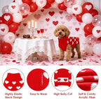 2 Pack Valentines Dog Sweater, Knit Pet Small Dog Sweater Holiday Valentine’s Day Outfit Clothes for Small Medium Large Dogs Pets (Red & Pink, Large)