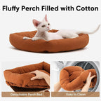 FUKUMARU Cat Scratching Post, Retro-Style Tall Scratch Posts with Perch for Infoor Cats Adults, Large Cat Scratcher Tower with Bed, Natural Sisal & Solid Wood