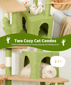 AMHANCIBLE Cactus Cat Tree, 70 Inch Tall Cat Tower for Indoor Cats, Multi-Level Cat Tree with Scratching Post, Hammock, Hanging Basket, Large Cat Condos for Adult Cats Kittens, Green, PT18GR