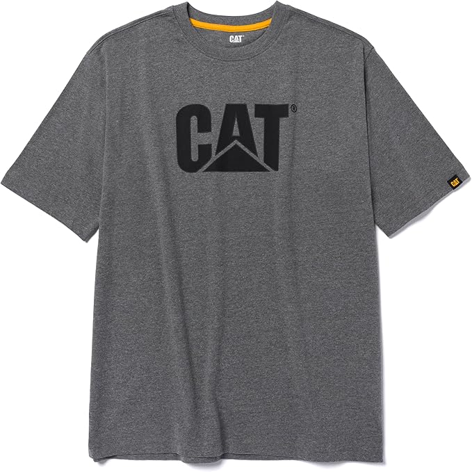CAT Men's Trademark T-Shirts with Shape-Retention Rib Trim Spandex, Tagless Neck, and Cat Logo on Left Chest