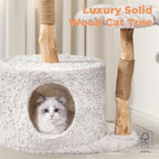 Easyego Modern Cat Tree, Aesthetic Wood Cat Tree Tower for Large Cats, Luxury Cat Condo with Scratching Posts and Flower Platforms, Cat Furniture by Easyego, (Rabbit Hair - Bullet Gray)