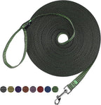 Hi Kiss Dog/Puppy Obedience Recall Training Agility Lead - 15ft 20ft 30ft 50ft 100ft Training Leash - Great for Training, Play, Camping, or Backyard(50ft,Black_Green)