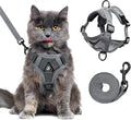 Escape Proof Kitten Harness and Leash Set - Adjustable Soft Mesh Vest for Small Cats, Reflective Breathable Walking Harness with 4 Buckles