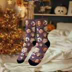 Artsadd Custom Face Socks for Women Men Cat Dog Lovers, Customized Unisex Funny Crew Sock Gifts
