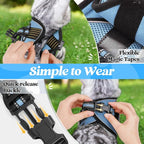 rabbitgoo Cat Harness and Leash Set for Walking Escape Proof, Adjustable Soft Kittens Vest with Reflective Strip for Cats, Comfortable Outdoor Vest, Light Blue, XL