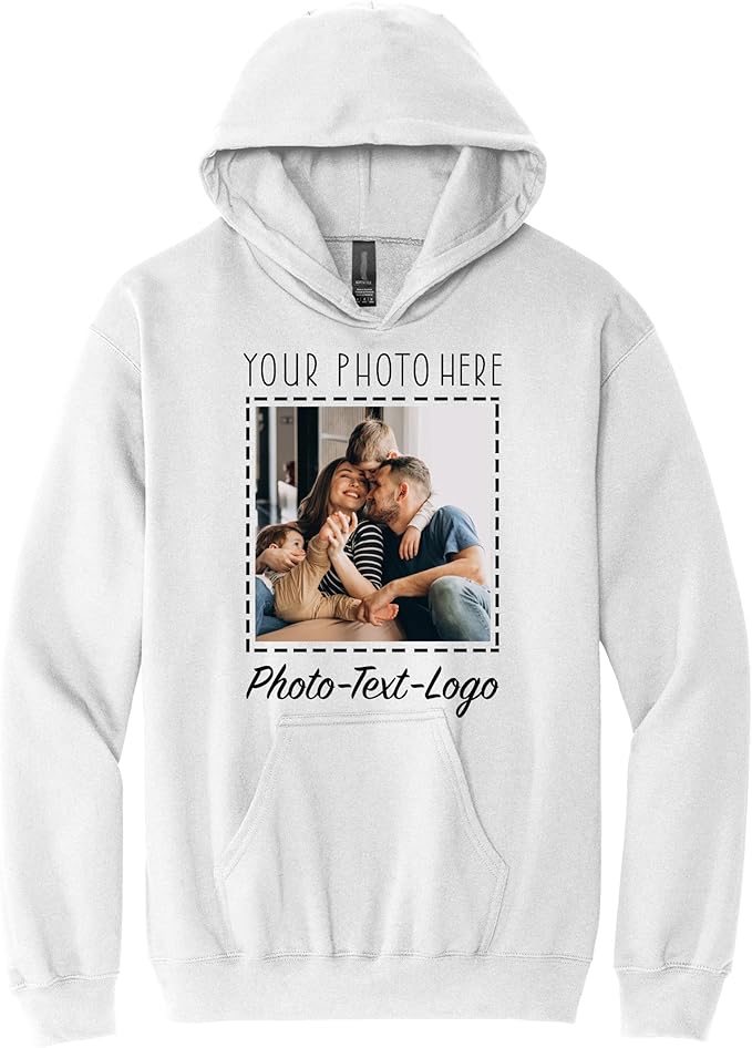 Personalized Clothing with Your Photo Custom T-Shirts, Sweatshirts & Hoodies Add Text or Logo Front