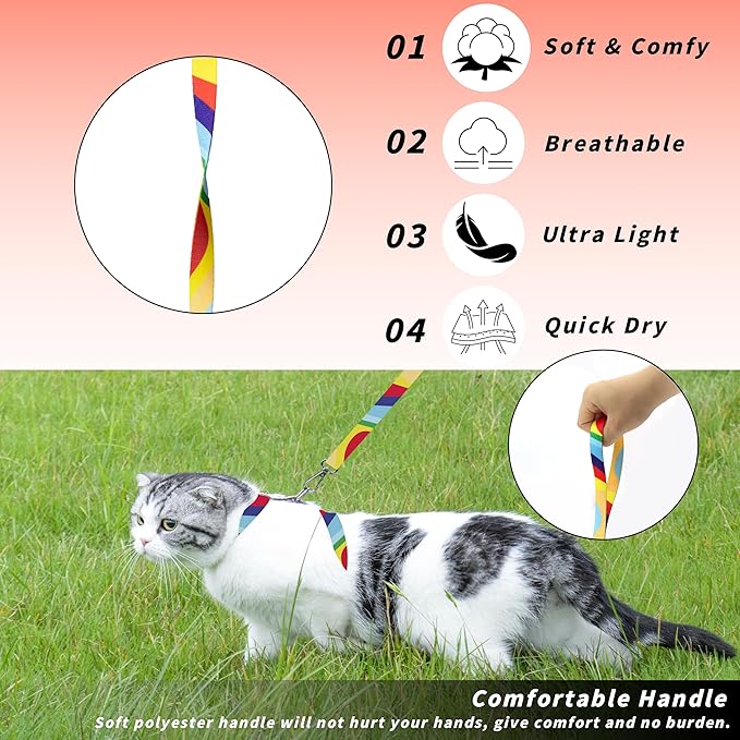 Cat Harness and Leash Set, Adjustable Kitten Harness Escape Proof Cats Harness, Soft Lightweight Walking Travel Pet Harness, Cute Kitty Harness Leash Set for Small Medium Cats, Yellowstone Park
