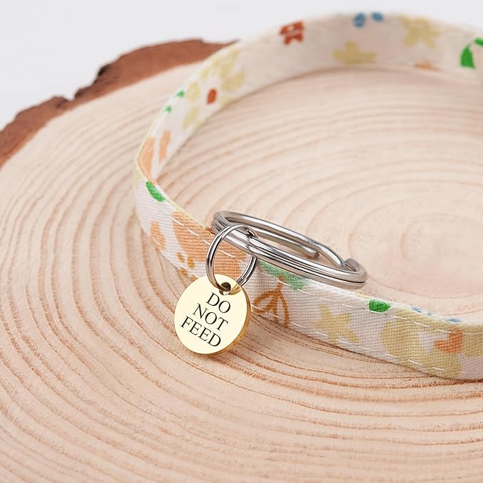 Anavia Small Size Dog Cat ID Tags, Small/XS Personalized Color Plated Stainless Steel Puppy Kitten Name Tags, Customized Engraved Nameplate Pet Collar Tag (Gold, XS-Round)