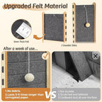 Cat Scratcher with Bell Ball Cat Scratch Pad L-Shaped Scratch Mat Vertical Cat Scratching Board for Indoor Cats Felt Cats Scratching Post Furniture Protector Kittens Cratchers Toys- Grey