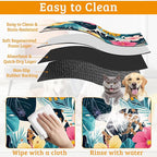 Tropical Palm Dog Food Mat,Exotic Leaves Floral Absorbent Pet Feeding Mat for Food and Water Bowl,Quick Dry Dog Placemat Non Slip Rubber Backing Waterproof Pet Supplies 12" x 20"