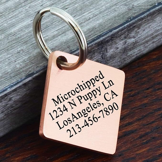 Ultra Joys Stainless Steel Pet ID Tags - Personalized Front and Back Engraving, Customized Dog and Cat Tags, Optional Engraved on Both Sides, Diamond Flower Rose Large