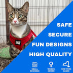 Travel Cat Harness and Leash Set - Adjustable Fit Mesh Cat Harness and Reflective Strap - Comfort Walking Vest for Kitten for Outdoor Walking, Hiking (Large, Red)