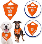 NCAA Clemson Tigers Personalized Tie Bandana for Dogs & Cats, Size Large/X-Large. Custom Dog Bandana Scarf Bib for Pet Cat Dog. The Ultimate Game-Day & Party Customizable Bandana