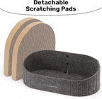 FUKUMARU Cat Scratcher, 24 Inch Sofa Shape Cat Scratcher Couch Bed, Reversible Detachable Cats Scratching Board, Round Cats Scratch Pads Refill Indoor, Dark Grey