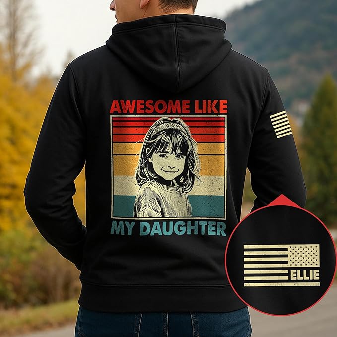 Customized Awesome Like My Daughter Shirts, Fathers Day Shirt with Kids Names, Funny Dad Shirts for Men