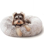 WESTERN HOME WH Calming Dog & Cat Bed, Anti-Anxiety Donut Cuddler Warming Cozy Soft Round Bed, Fluffy Faux Fur Plush Cushion Bed for Small Medium Dogs and Cats (20"/24"/27"/30")