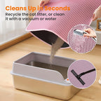 Jumbo Cat Litter Mat, 46x26 Inches Double Layer Honeycomb Litter Trapping Mat, Non Slip Waterproof Urine Proof Extra Large Cat Litter Box Mat, Kitten Supplies and Essentials, XXL, Pink