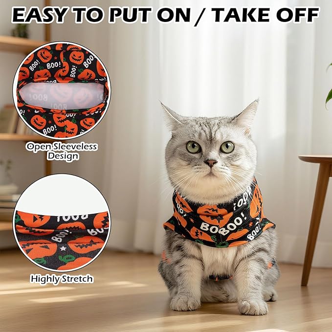 EXPAWLORER Cat Halloween Sweater - Sweaters for Cats Only Soft Warm Pet Clothes, Fall and Winter Pumpkin Coat Pullover Design, Fleece Sweatshirt Clothing Also for Puppy Small Dogs, Medium