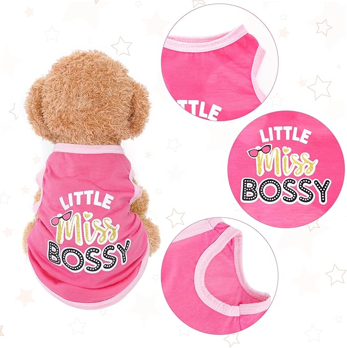 4 Pack Dog Shirts Summer Printed Puppy Clothes Cute Sleeveless Pet T Shirts Dog Clothes for Small Medium Dogs Cats Girl(S)