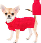 Xmas Dog Sweaters for Small Dogs Winter Dog Clothes Turtleneck Puppy Sweater Warm Pet Clothes Knitted Solid Cat Sweater Dogie Outfit XS~L(Red,S)
